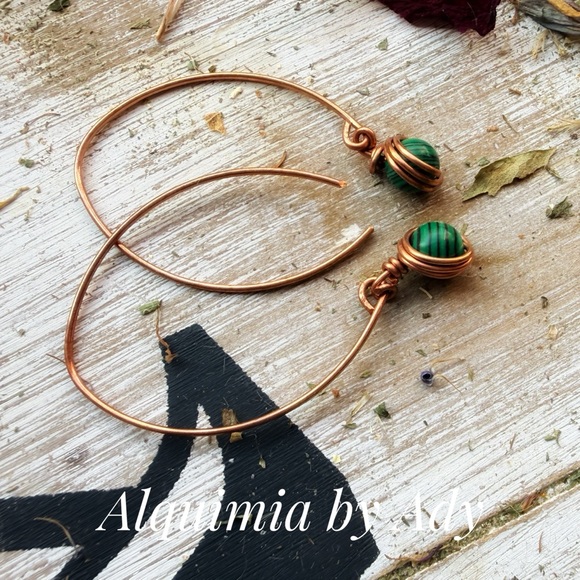 Malachite long earrings - Picture 4 of 9